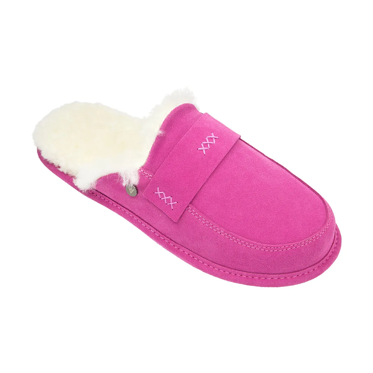 ABBY PINK-WHITE women's sheepskin slippers