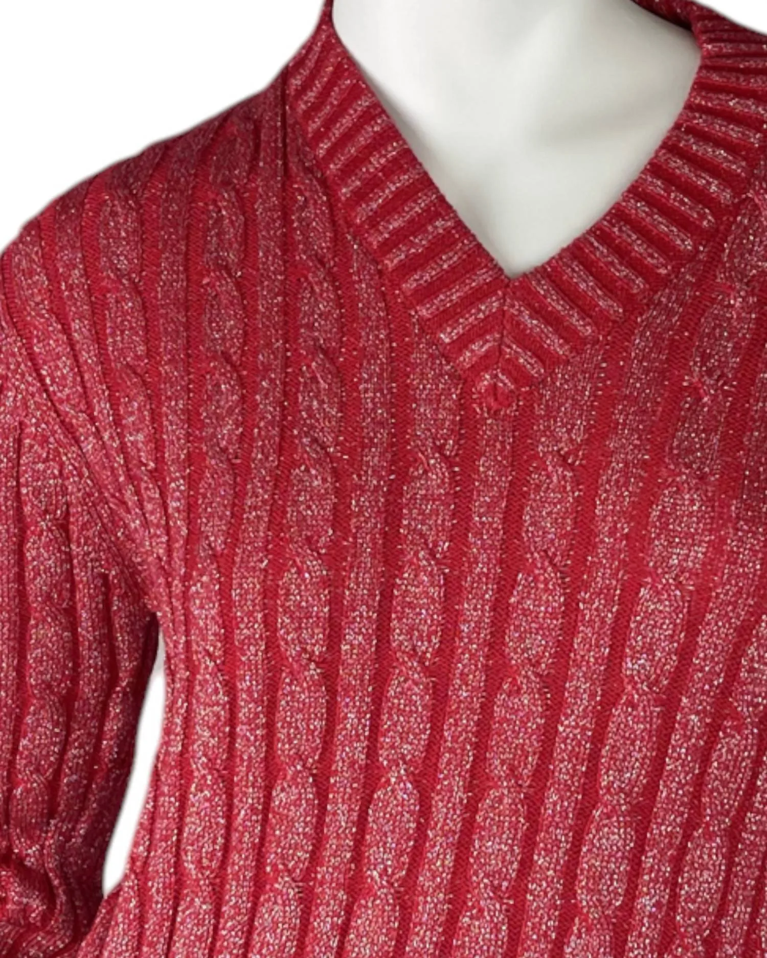 Alashan Cashmere - Hazel Lurex Cable V Neck Sweater