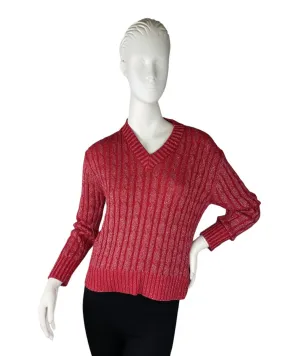 Alashan Cashmere - Hazel Lurex Cable V Neck Sweater