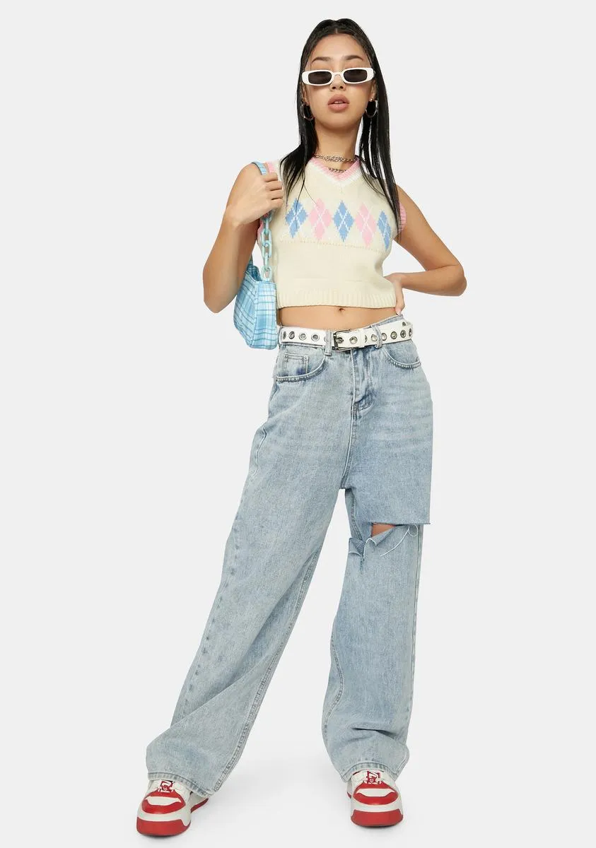 Angel Schooled U Cropped Argyle Vest