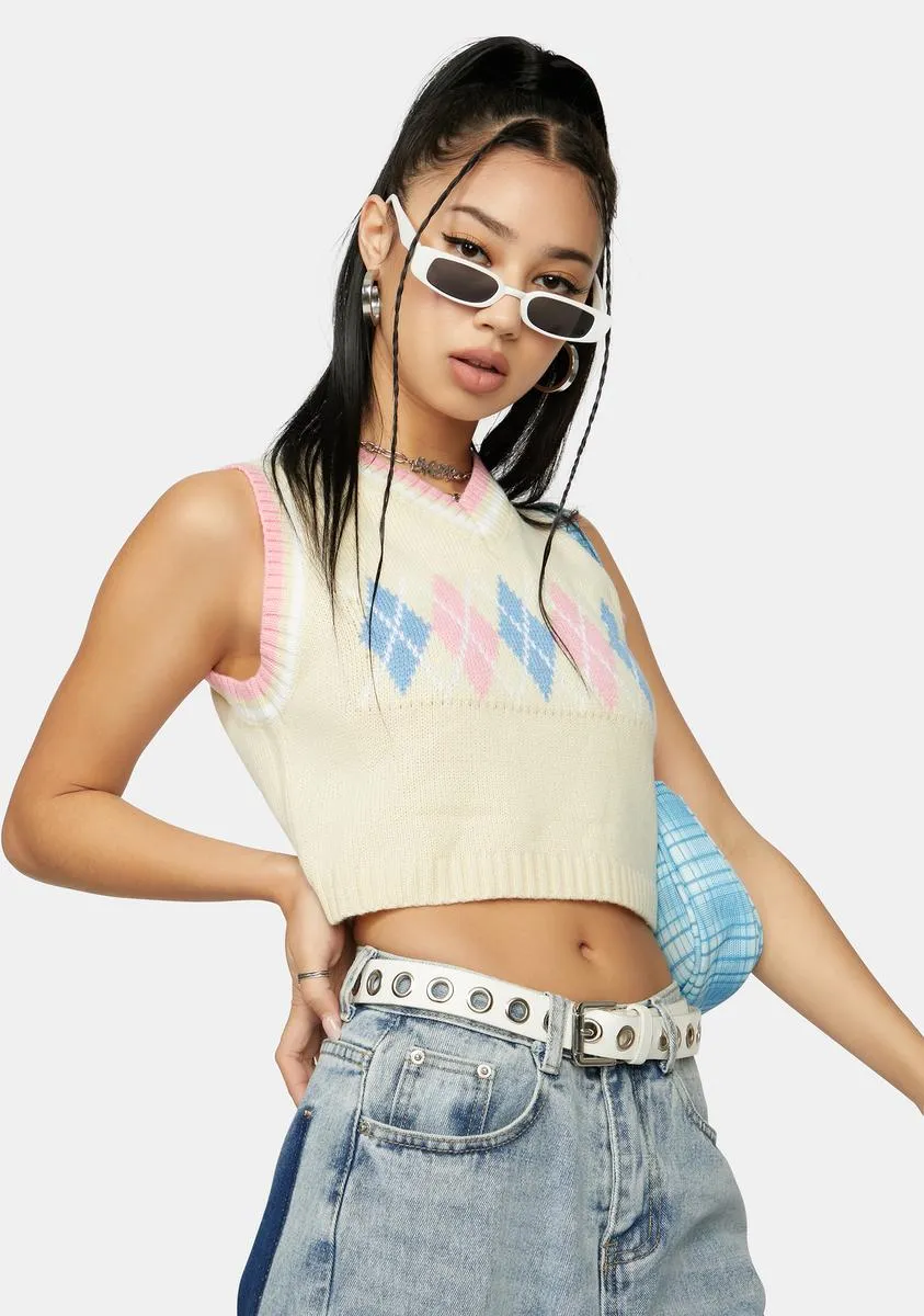 Angel Schooled U Cropped Argyle Vest