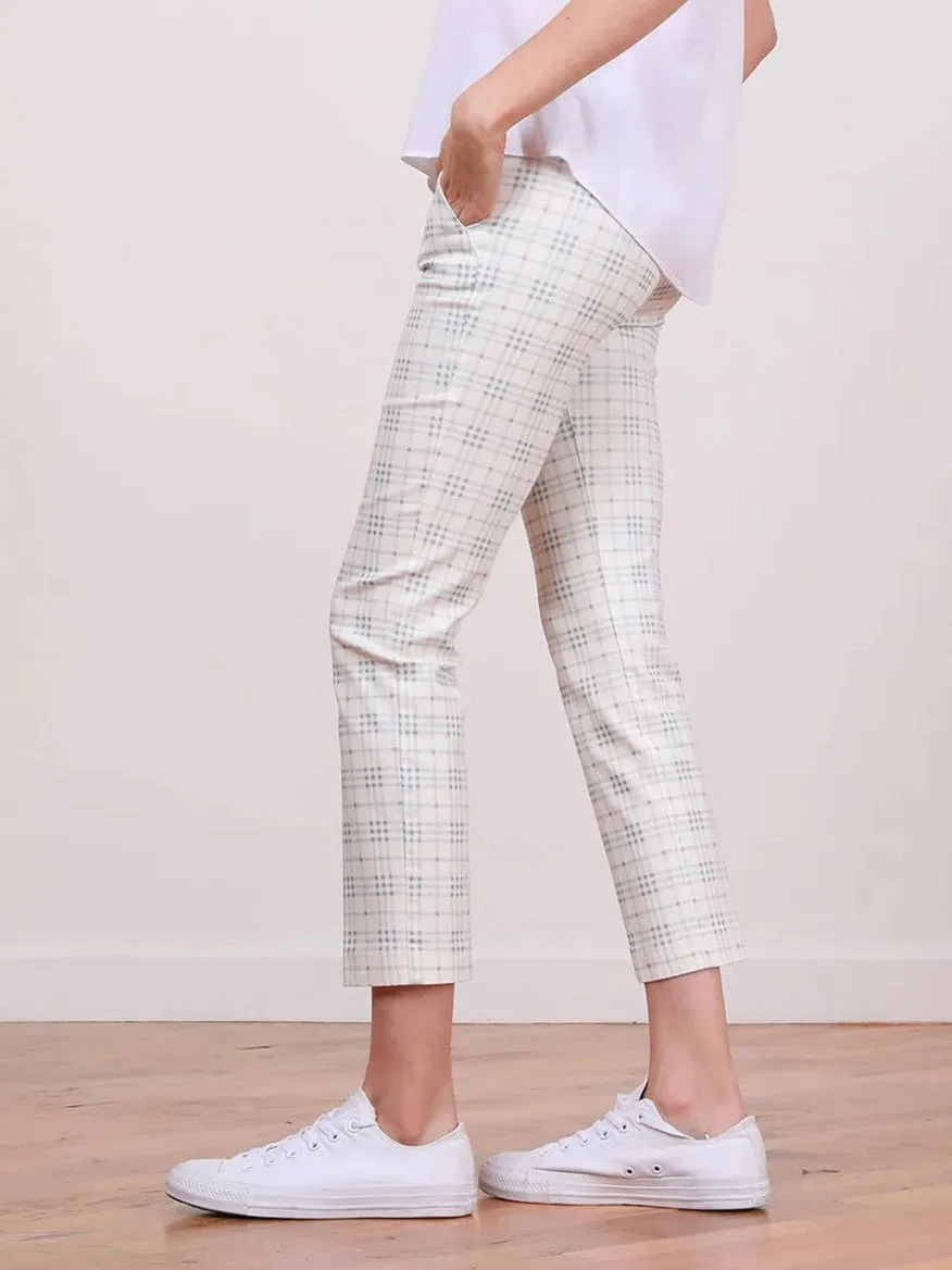Avenue Montaigne Lulu Plaid Blue Ankle Slim Pant