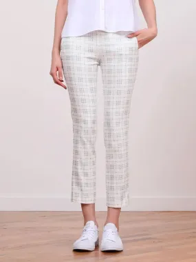 Avenue Montaigne Lulu Plaid Blue Ankle Slim Pant