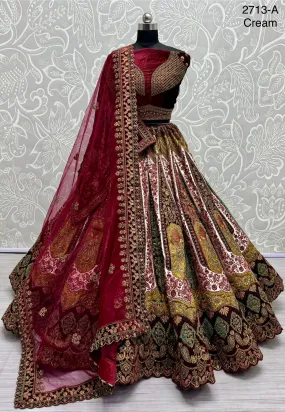 Beautiful Designer Bridal Heavy Velvet Silk With Sequence Lehenga Choli