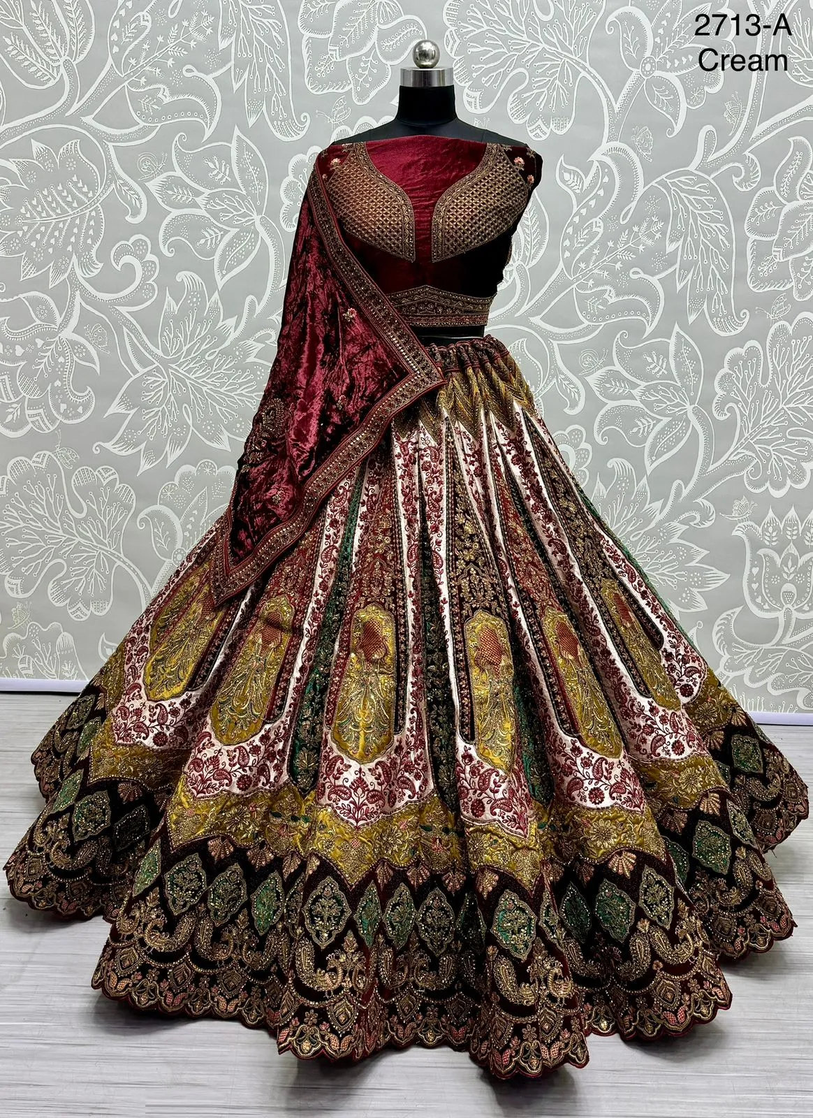Beautiful Designer Bridal Heavy Velvet Silk With Sequence Lehenga Choli