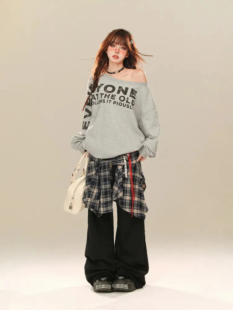 Black Plaid Pants Accessory Cut Wide-leg with