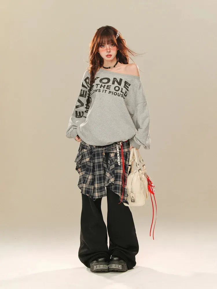 Black Plaid Pants Accessory Cut Wide-leg with