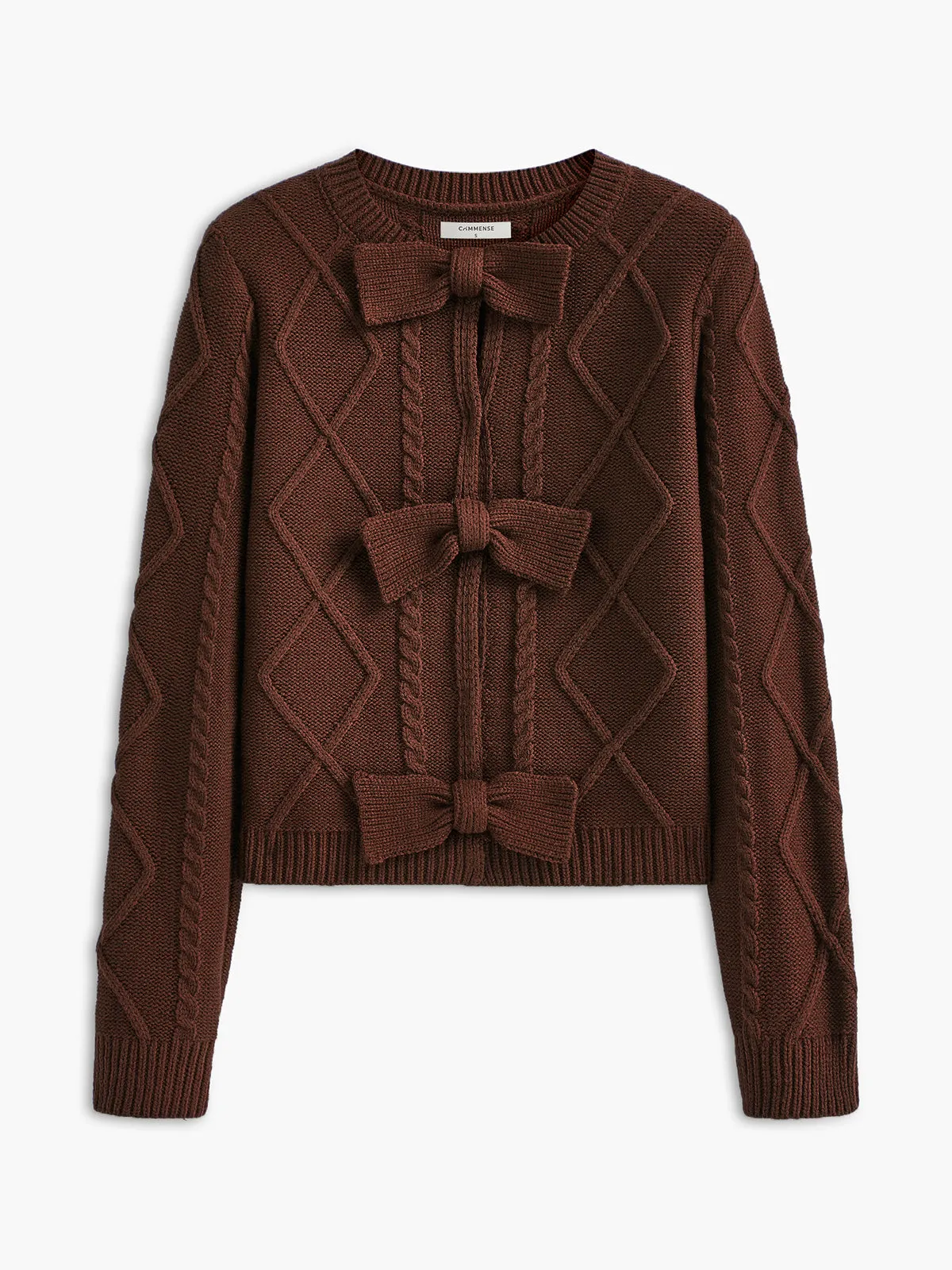 Bow Front Cable Knit Top