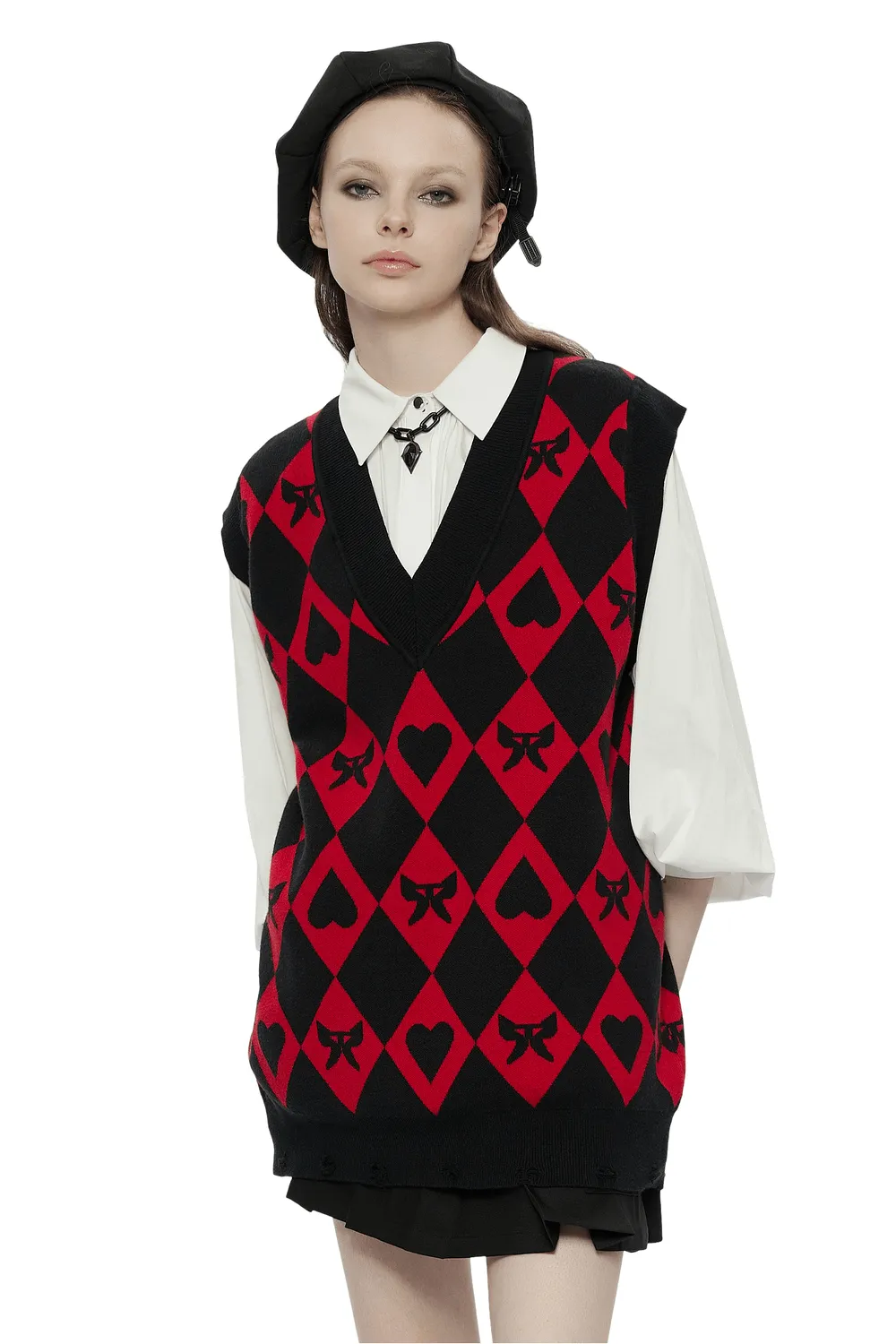 Butterfly And Heart Diamond Weave Pattern Vest