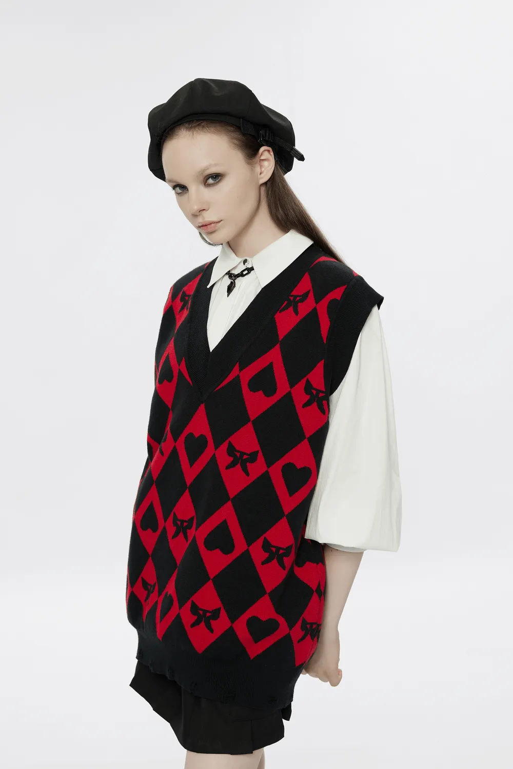 Butterfly And Heart Diamond Weave Pattern Vest