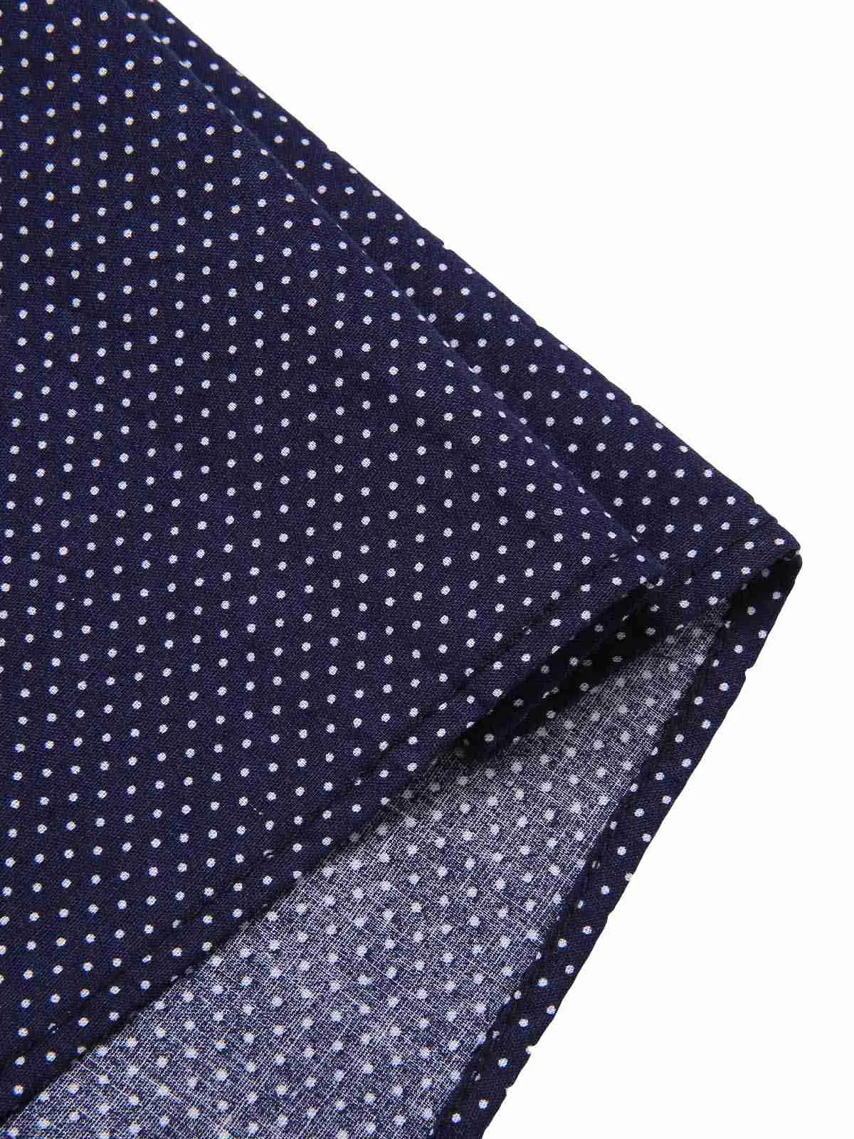 Dark Blue 1930s Polka Dots Spaghetti Straps Dress