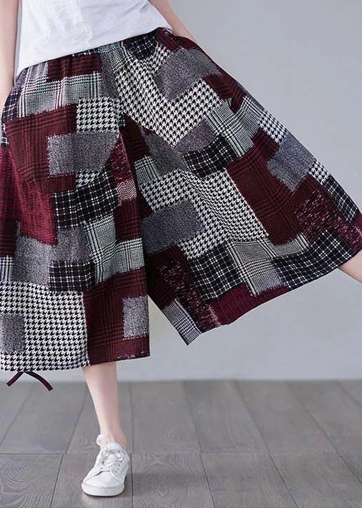 Diy Chocolate Plaid lantern Pants Summer Cotton Linen
