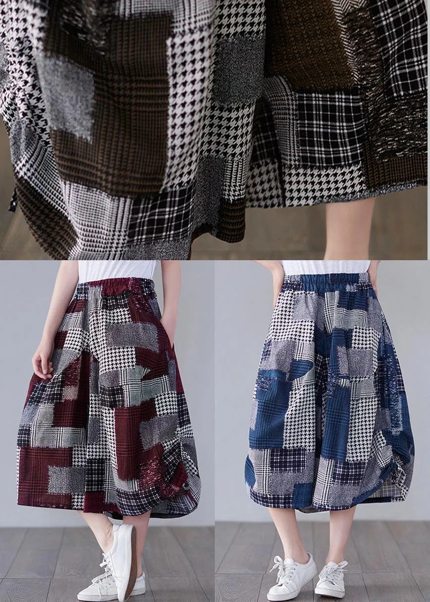 Diy Chocolate Plaid lantern Pants Summer Cotton Linen