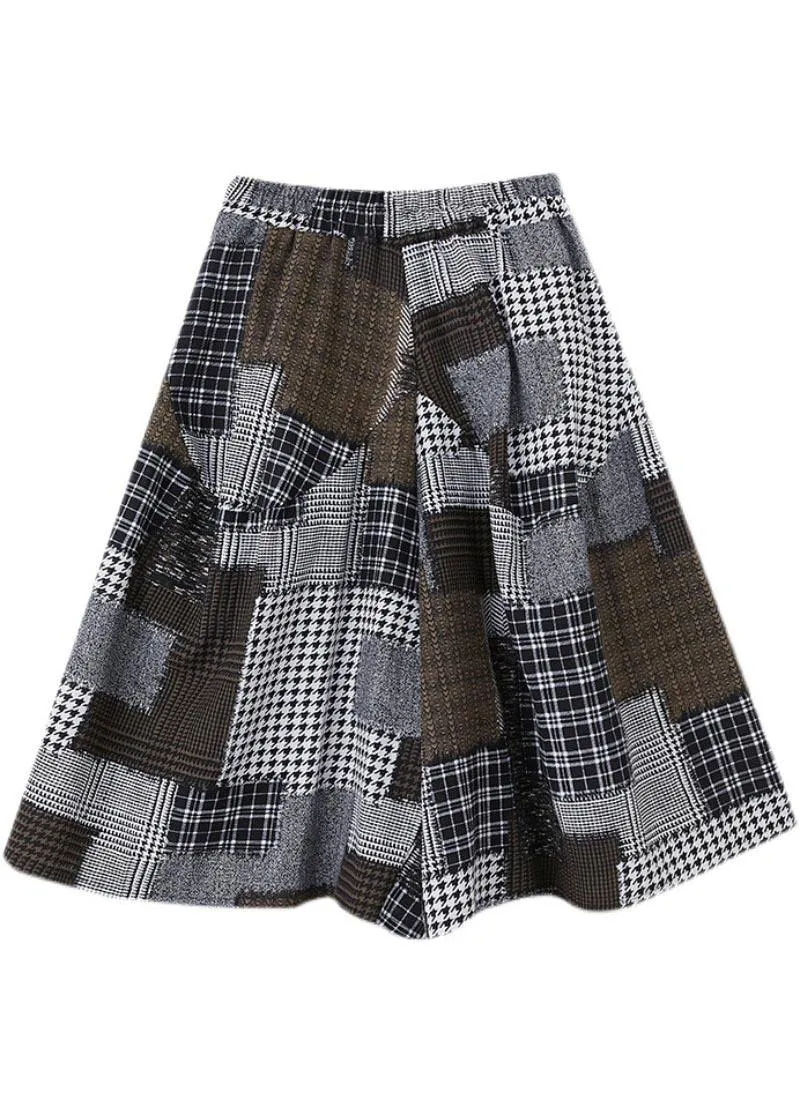 Diy Chocolate Plaid lantern Pants Summer Cotton Linen