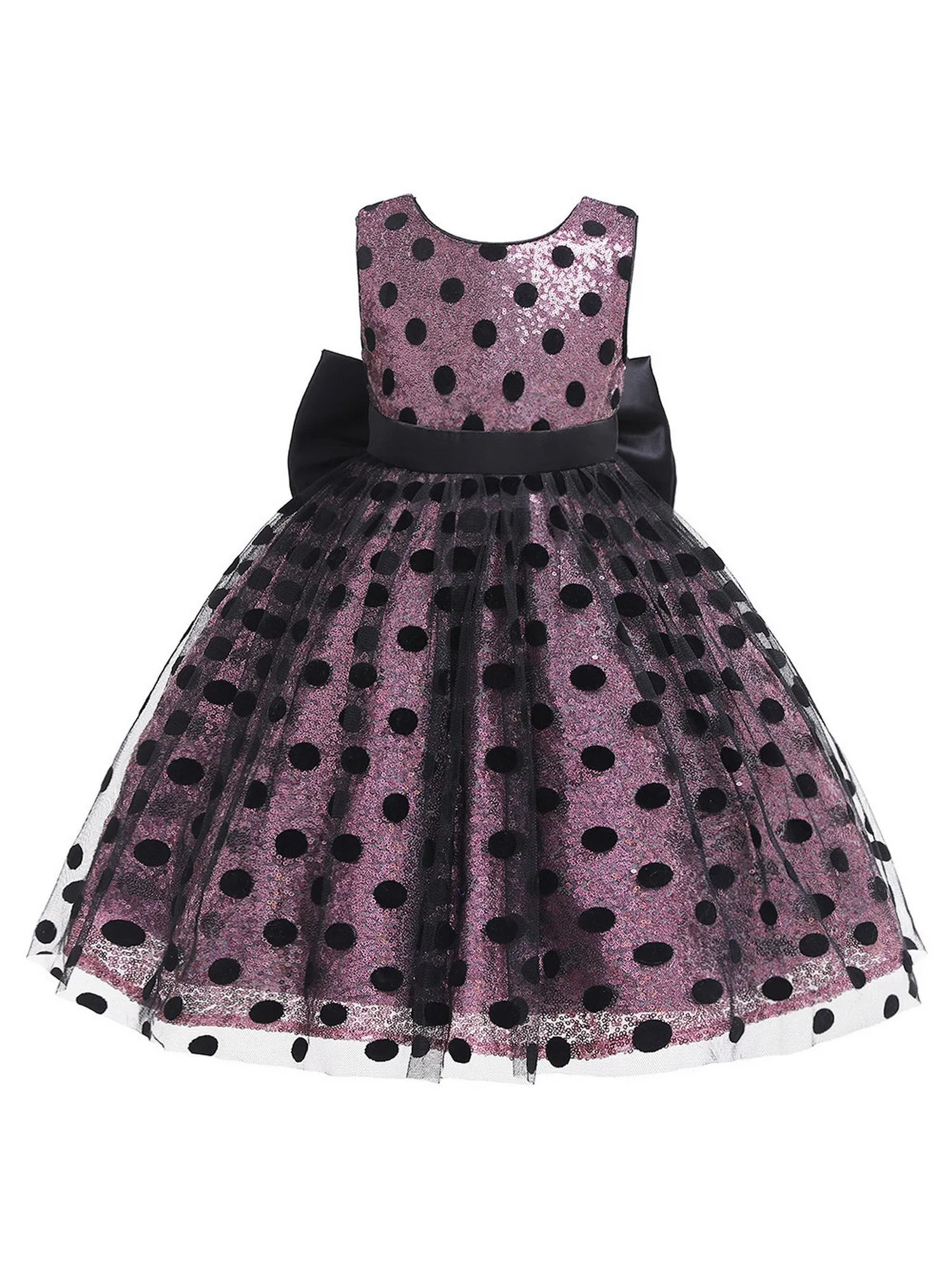 Girl Multi Color Sequin Black Polka Dot Tulle Christmas Dress 6M-4