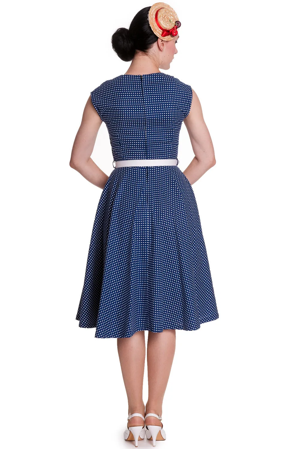 Hell Bunny 50's Vintage Style Country Girl Polka Dot Square Neck Flare Party Dress
