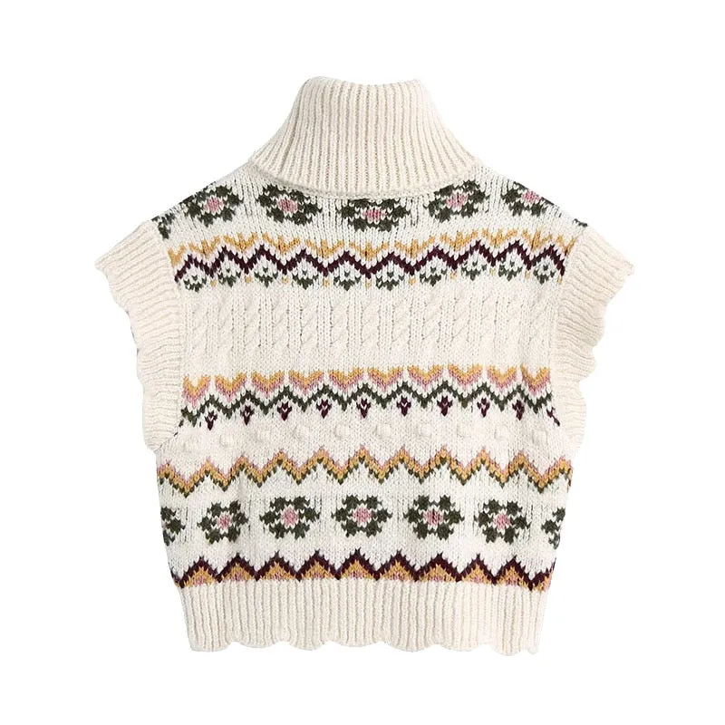 JACQUARD CROPPED VEST