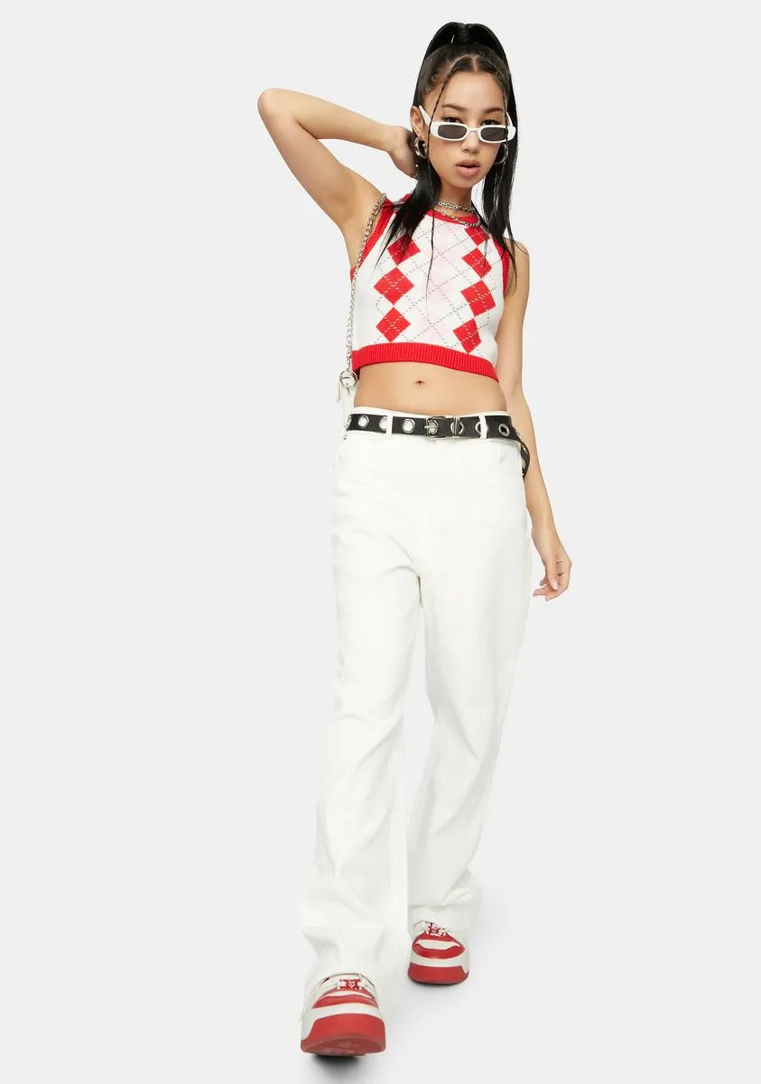 Love Main Stage Cropped Argyle Vest