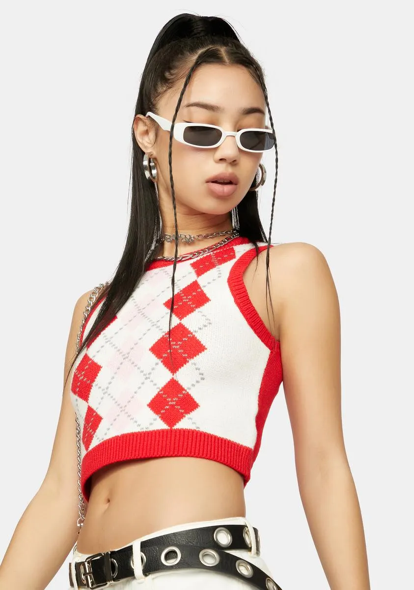 Love Main Stage Cropped Argyle Vest