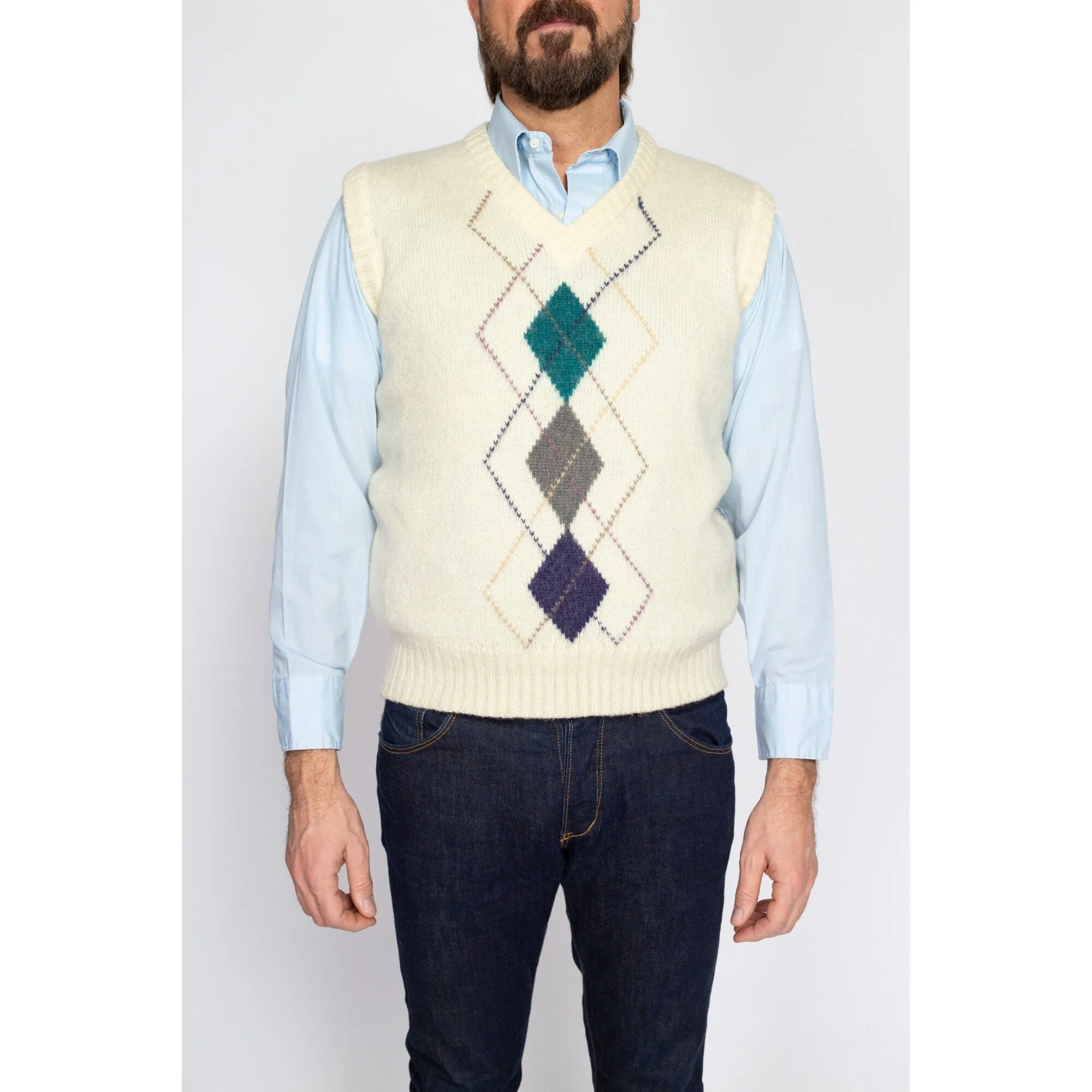 Medium 80s Argyle Mohair Blend Sweater Vest