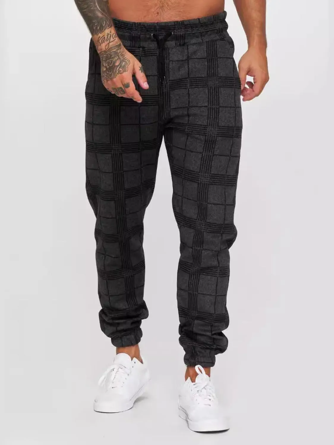 Men's Plus Size Plaid Drawstring Pants