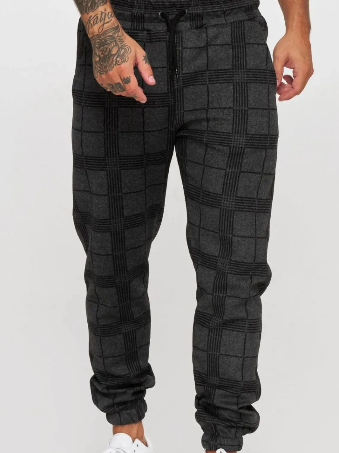 Men's Plus Size Plaid Drawstring Pants
