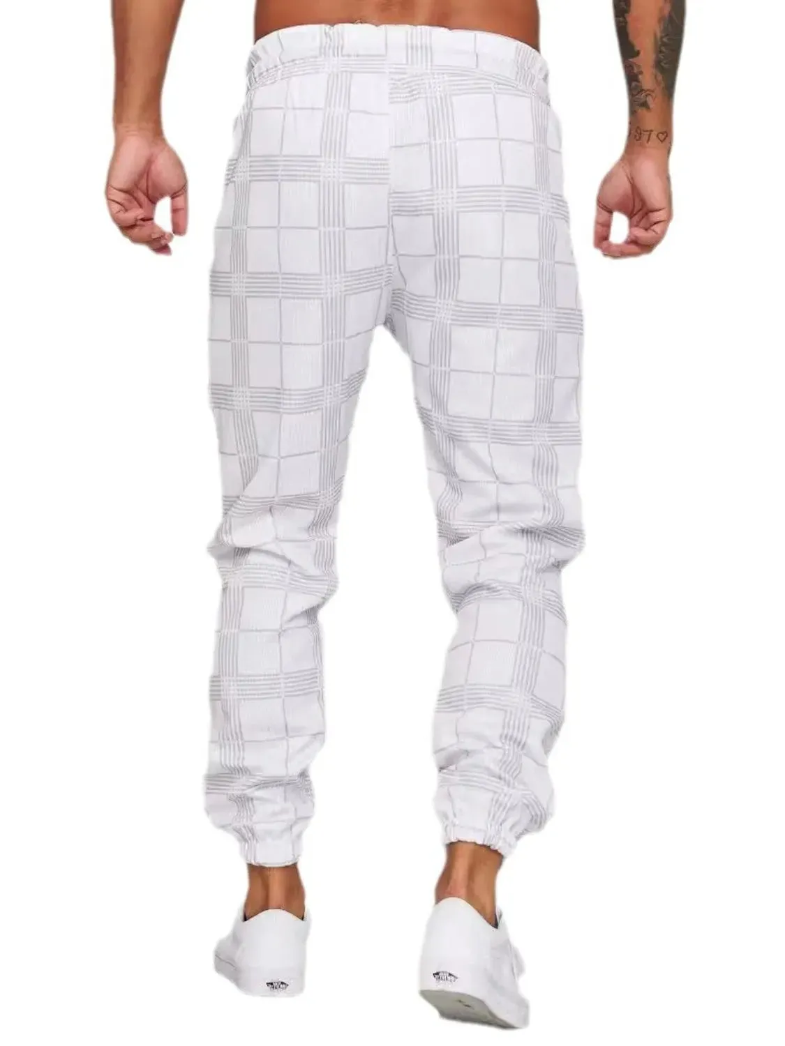 Men's Plus Size Plaid Drawstring Pants