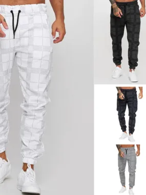 Men's Plus Size Plaid Drawstring Pants