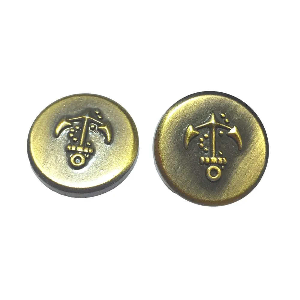 Metallic Golden Anchor Designer Metal Coat Buttons