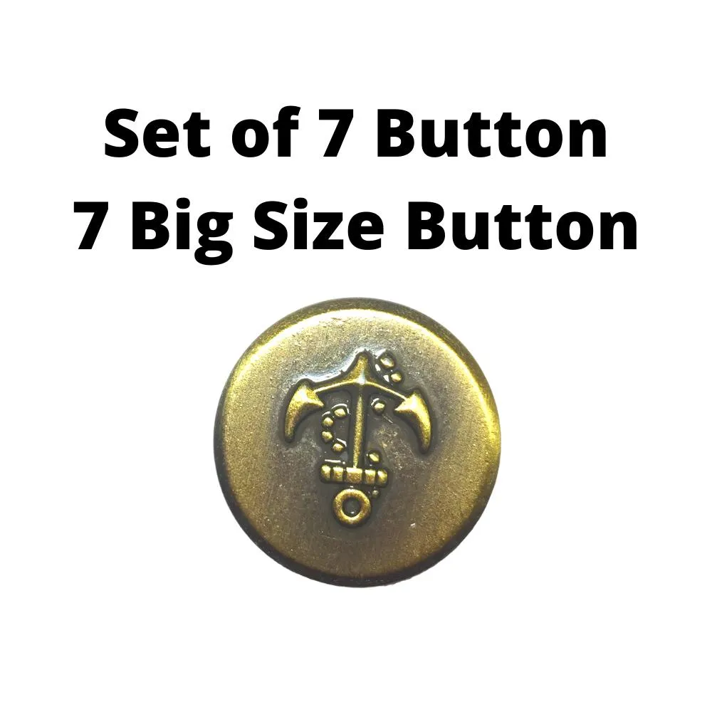 Metallic Golden Anchor Designer Metal Coat Buttons