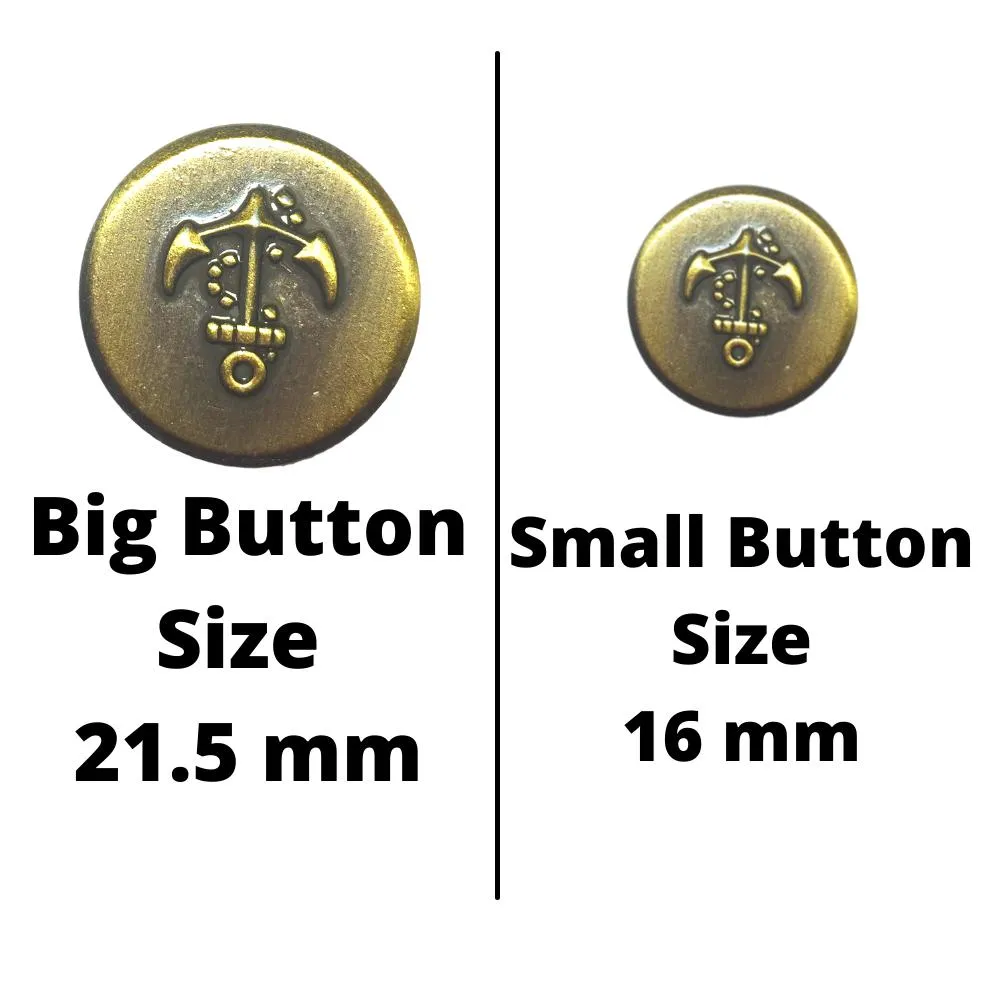 Metallic Golden Anchor Designer Metal Coat Buttons