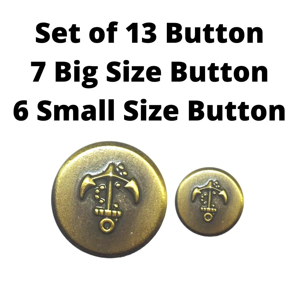 Metallic Golden Anchor Designer Metal Coat Buttons