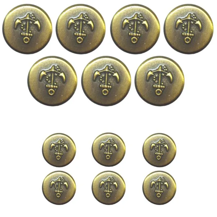 Metallic Golden Anchor Designer Metal Coat Buttons