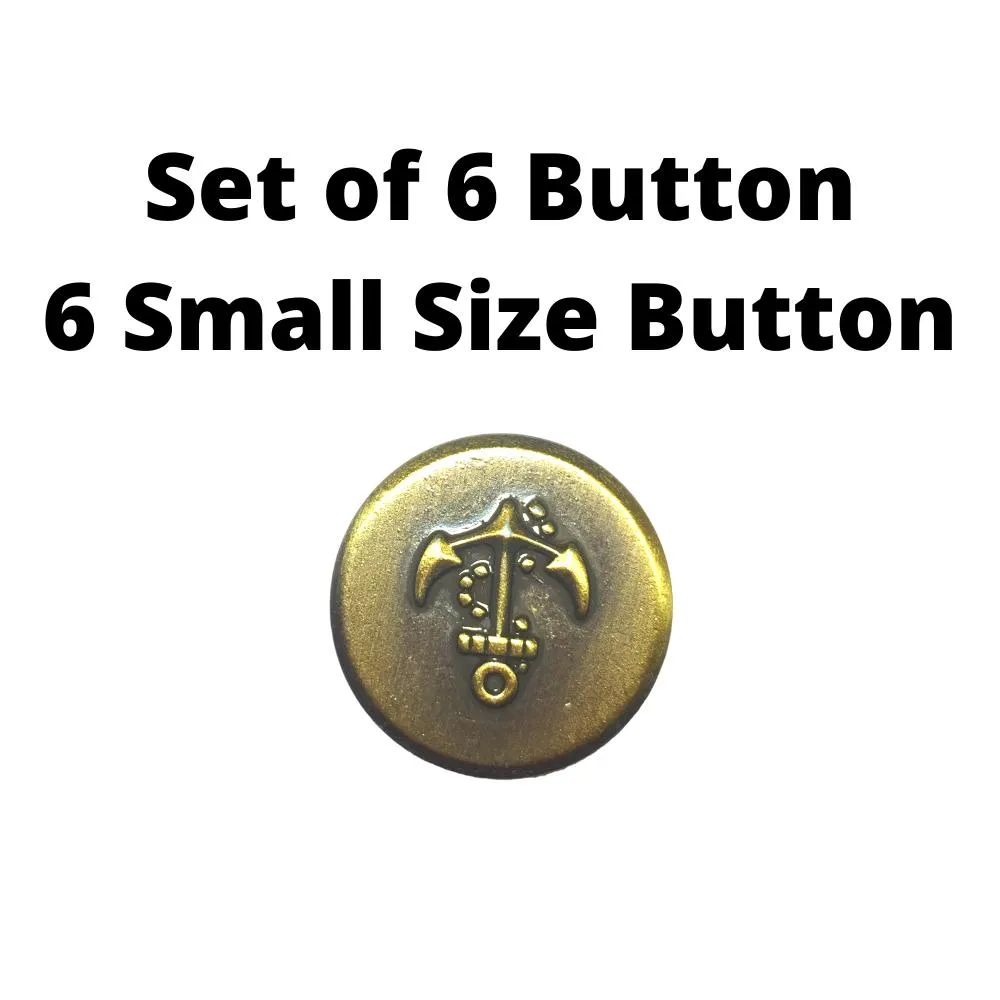 Metallic Golden Anchor Designer Metal Coat Buttons
