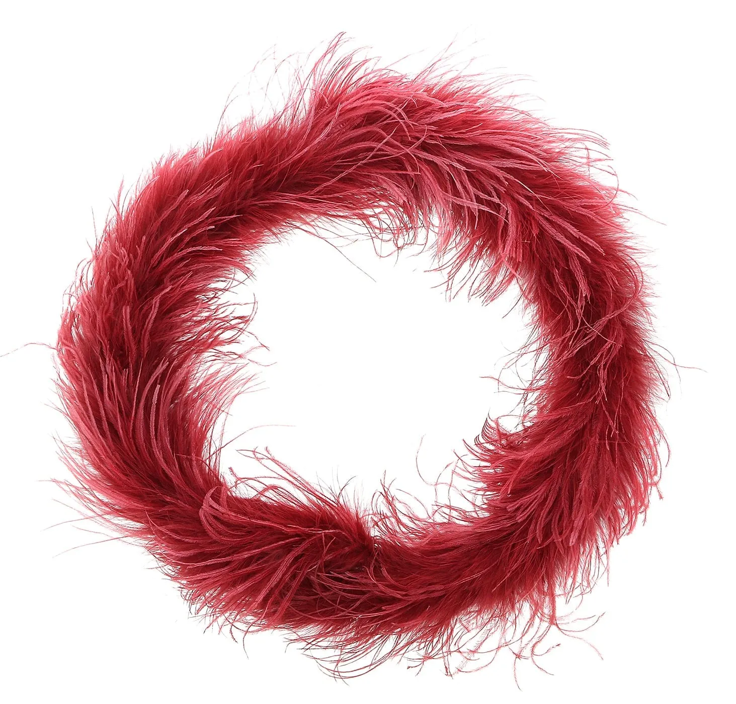 Miu Miu Red Faux Feather Collar Necklace-One Size
