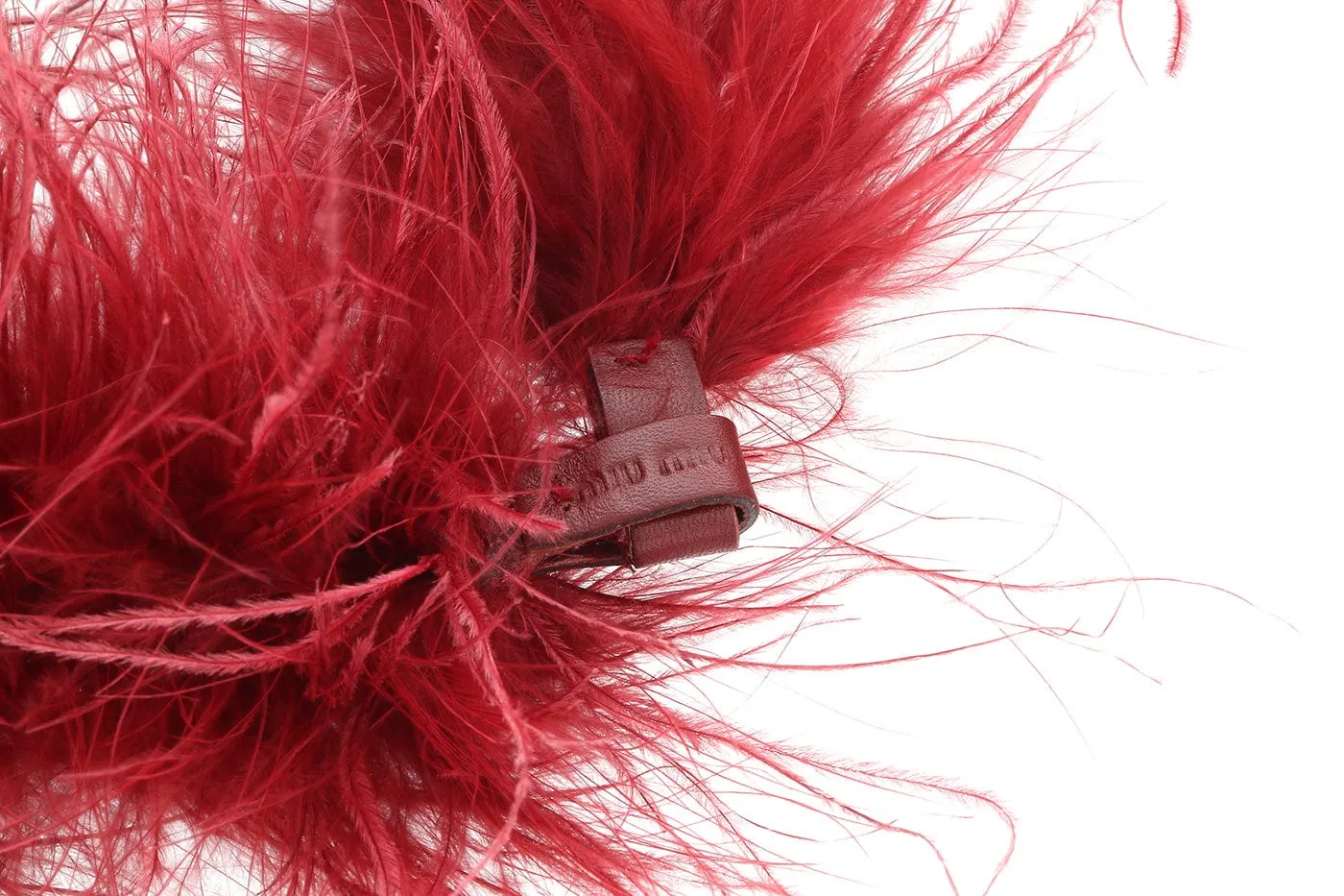 Miu Miu Red Faux Feather Collar Necklace-One Size
