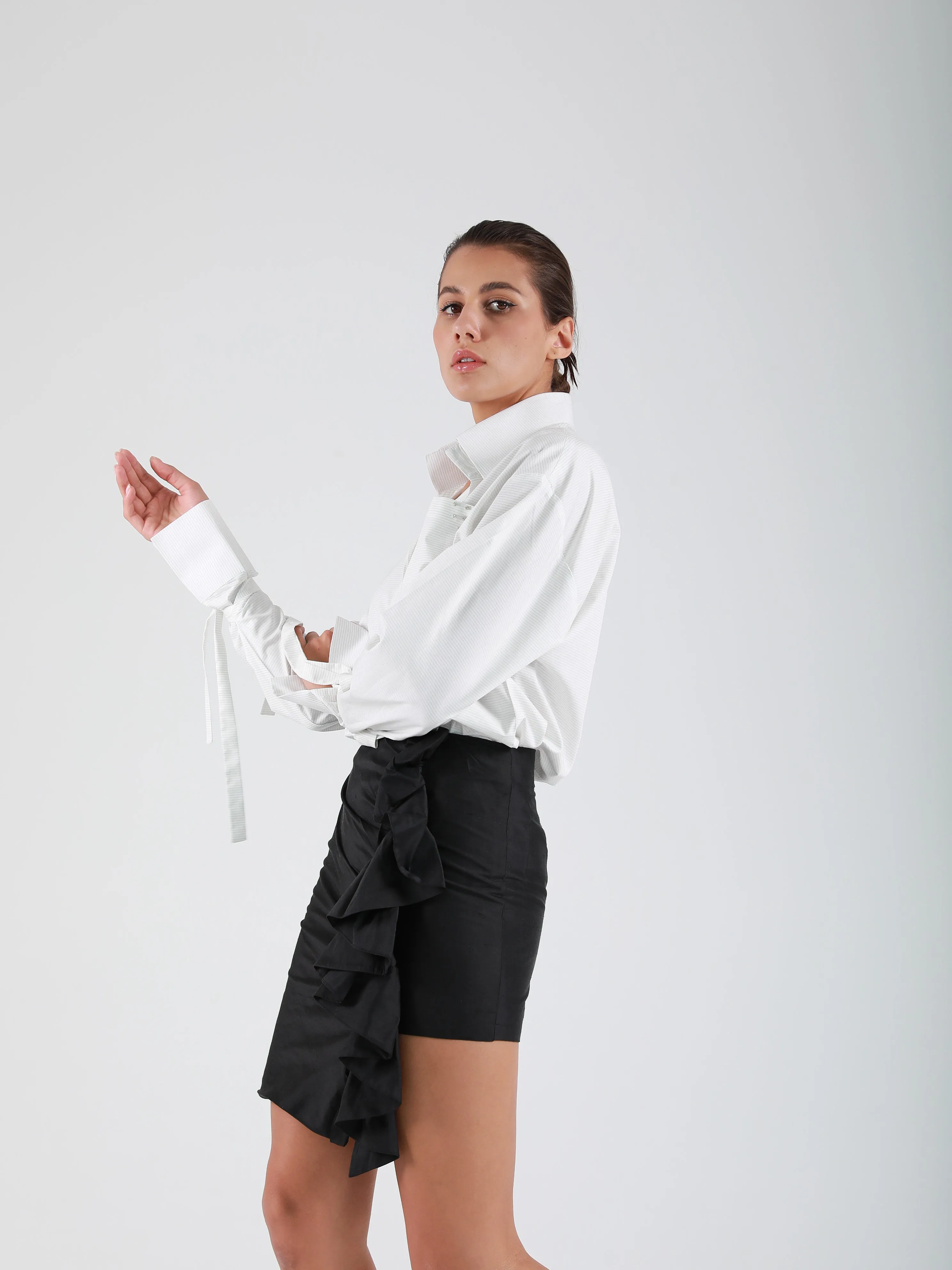 MQ Asymmetric Ruffled Skirt - Raw Silk