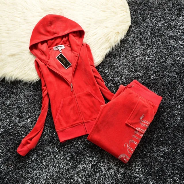 Nukty Spring/Fall Women's Brand Velvet Fabric Tracksuits Velour Suit Women Track Suit Hoodies And Pants fat sister sportswear