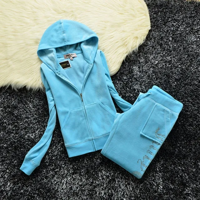 Nukty Spring/Fall Women's Brand Velvet Fabric Tracksuits Velour Suit Women Track Suit Hoodies And Pants fat sister sportswear