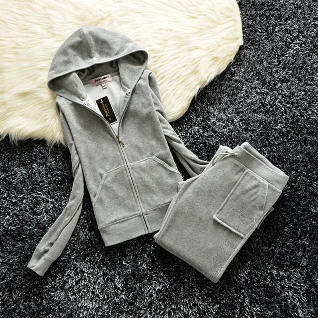 Nukty Spring/Fall Women's Brand Velvet Fabric Tracksuits Velour Suit Women Track Suit Hoodies And Pants fat sister sportswear