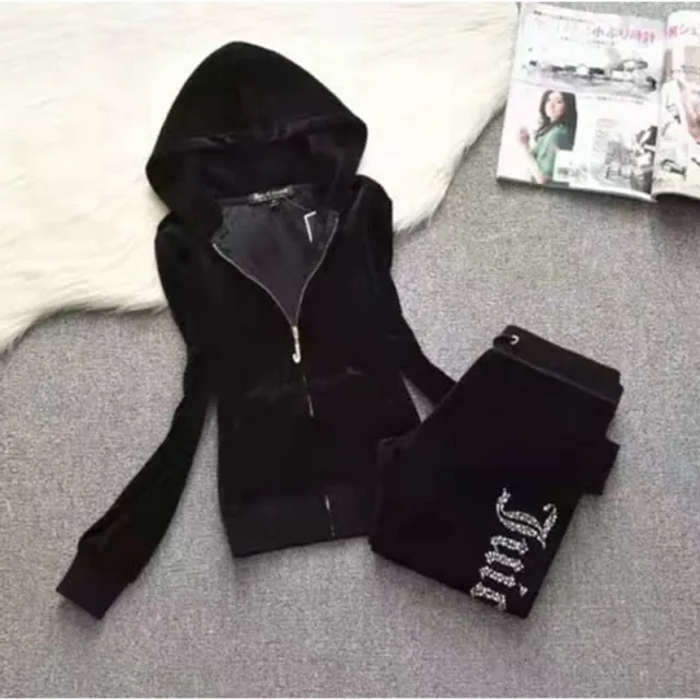 Nukty Spring/Fall Women's Brand Velvet Fabric Tracksuits Velour Suit Women Track Suit Hoodies And Pants fat sister sportswear