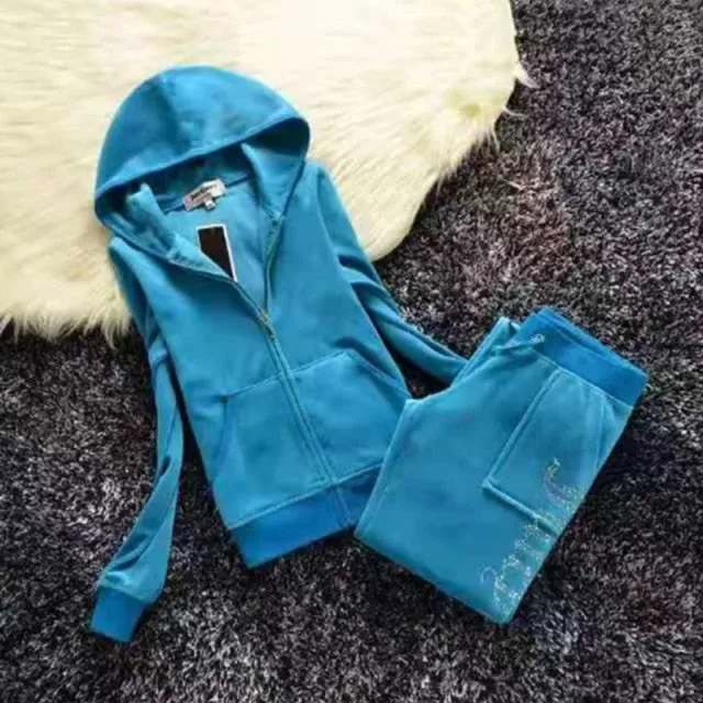 Nukty Spring/Fall Women's Brand Velvet Fabric Tracksuits Velour Suit Women Track Suit Hoodies And Pants fat sister sportswear