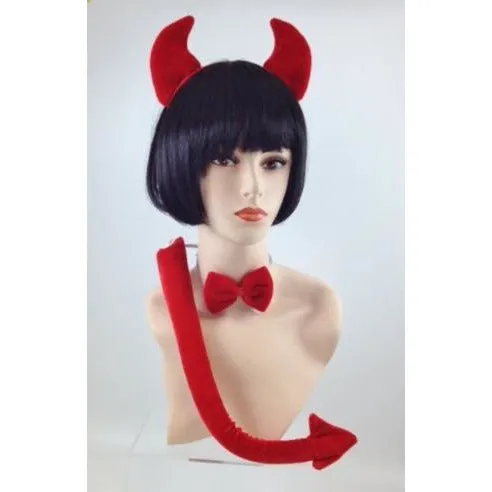 Red Velvet Devil Costume Accessories Set