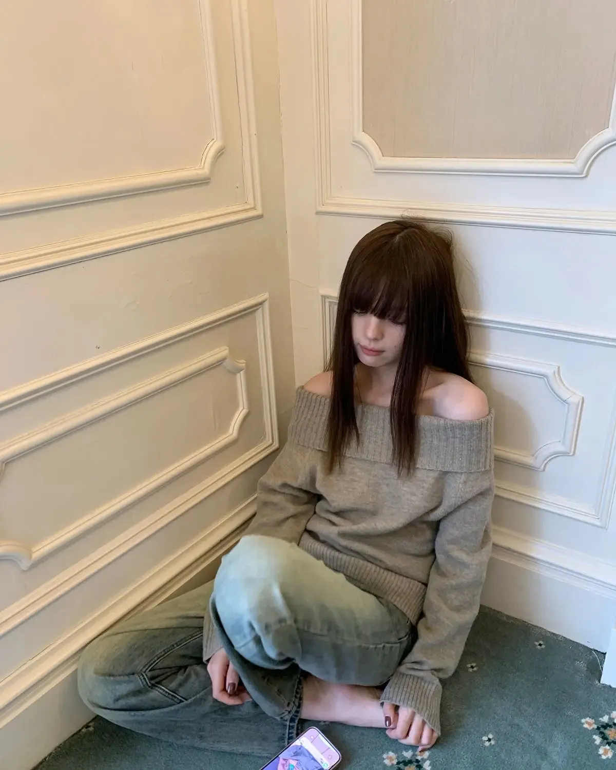Retro Harajuku Off-Shoulder Sweater