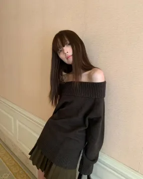 Retro Harajuku Off-Shoulder Sweater
