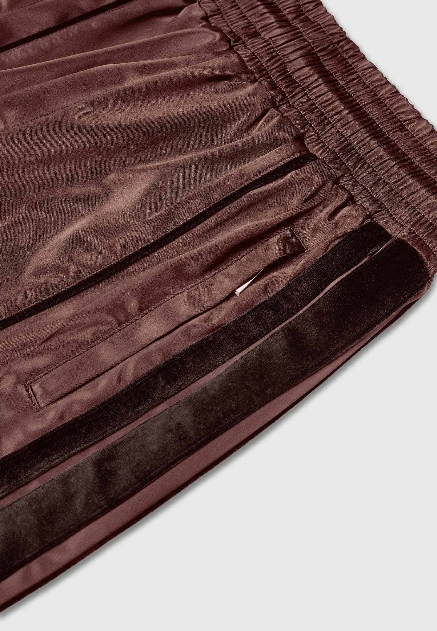 Satin and Velvet Trousers - Brown