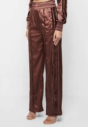 Satin and Velvet Trousers - Brown