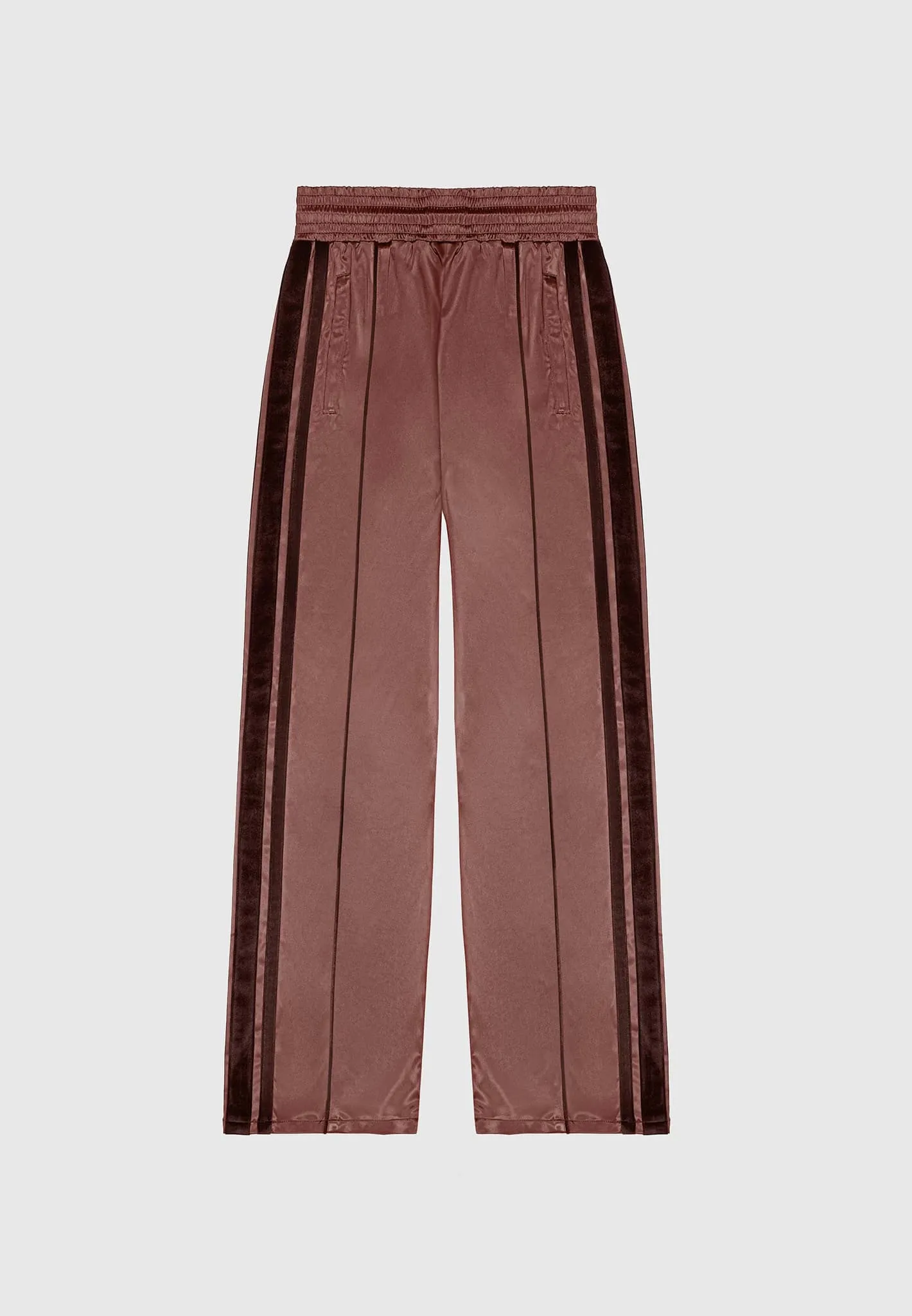 Satin and Velvet Trousers - Brown