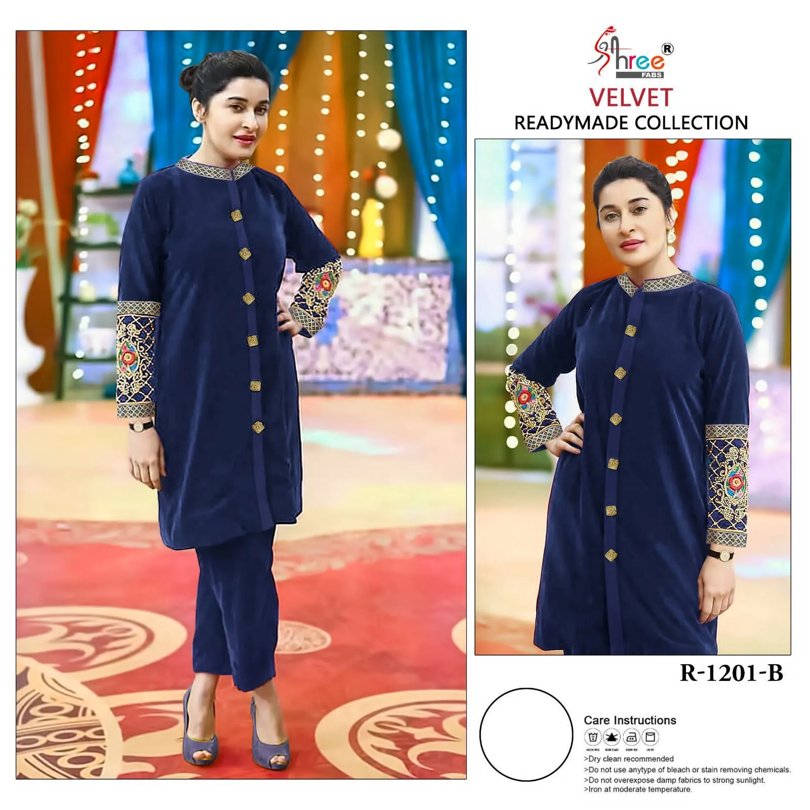 Shree Fabs R 1201 Series Readymade Velvet Suits (1150x3)