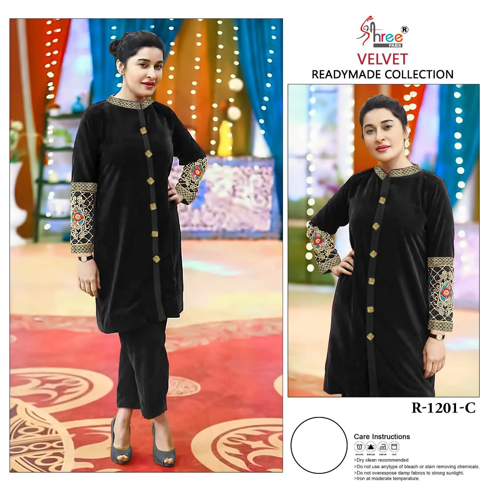 Shree Fabs R 1201 Series Readymade Velvet Suits (1150x3)